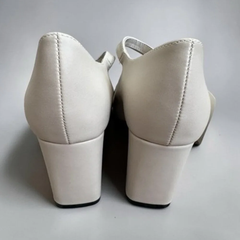 Worthington Women's Cream/Black Colorblock Mary Jane Round Toe Heels Size 9M